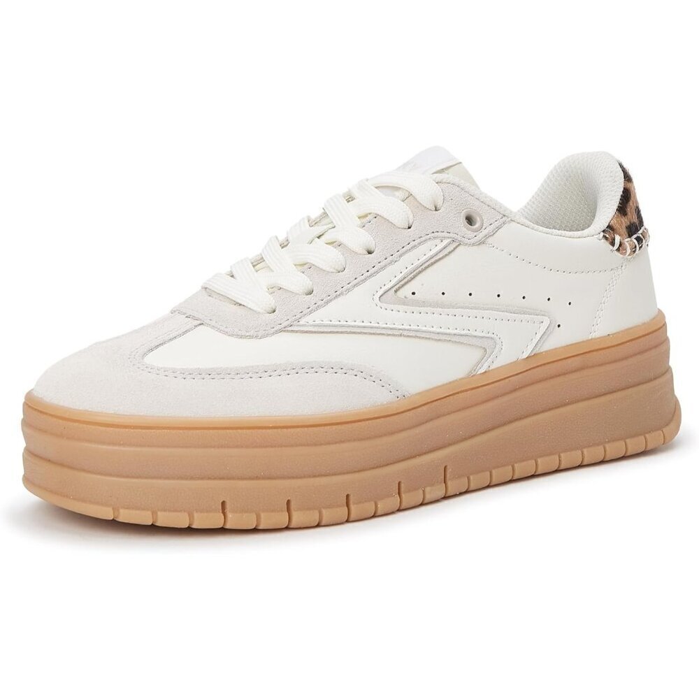 🆕Women's White/Grey Classic Fashion Sneakers Leather Comfy Breathable Shoes